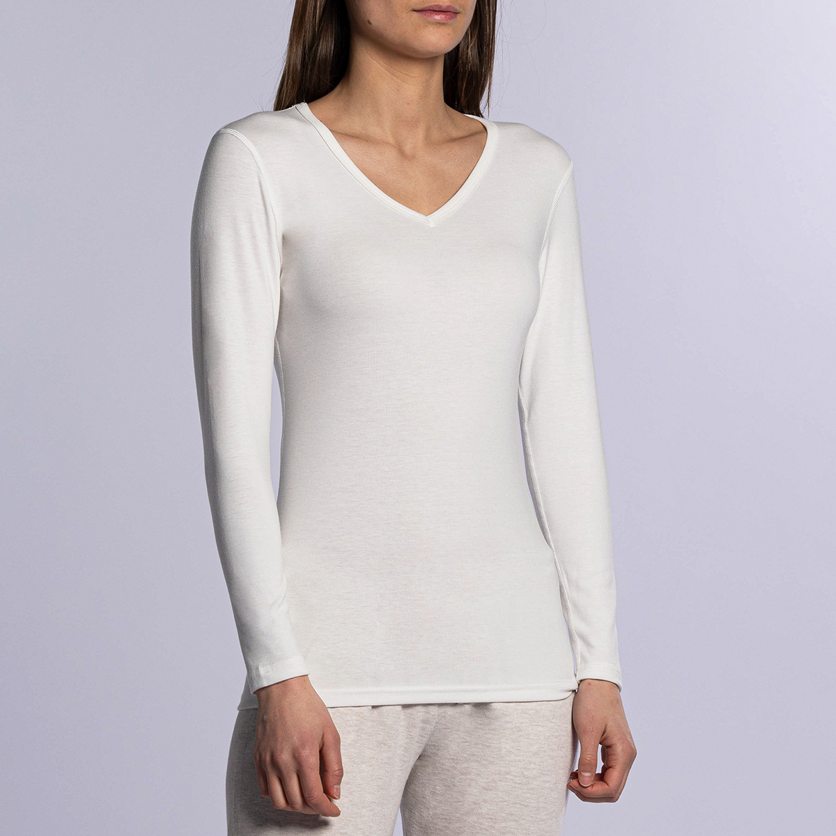 T-shirt manches longues thermique femme blanc