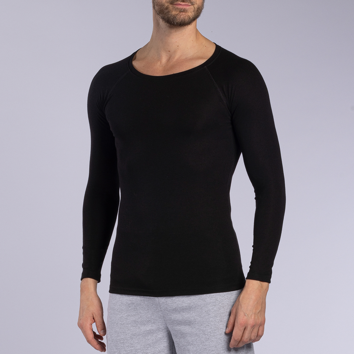 T shirt manches longues thermique homme noir DODO