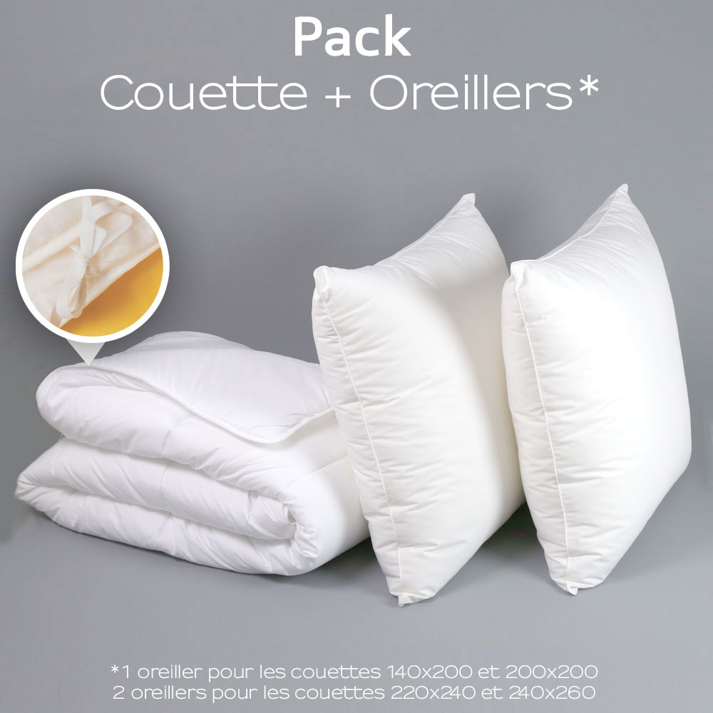 Pack Couette + Oreiller(s) Enveloppe Coton Bio - Bien-être